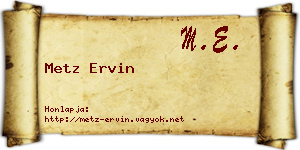 Metz Ervin névjegykártya